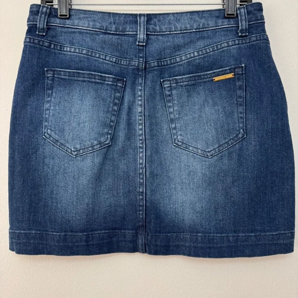 Michael Kors Sailor Denim Mini Skirt Gold Buttons Size 6P